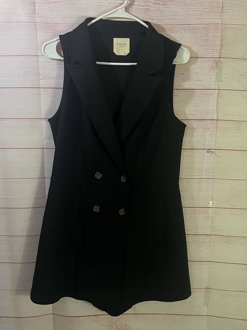 Harper Heritage Black Double Breasted  Romper Large
